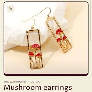 Gold Mushroom Dangle Earrings